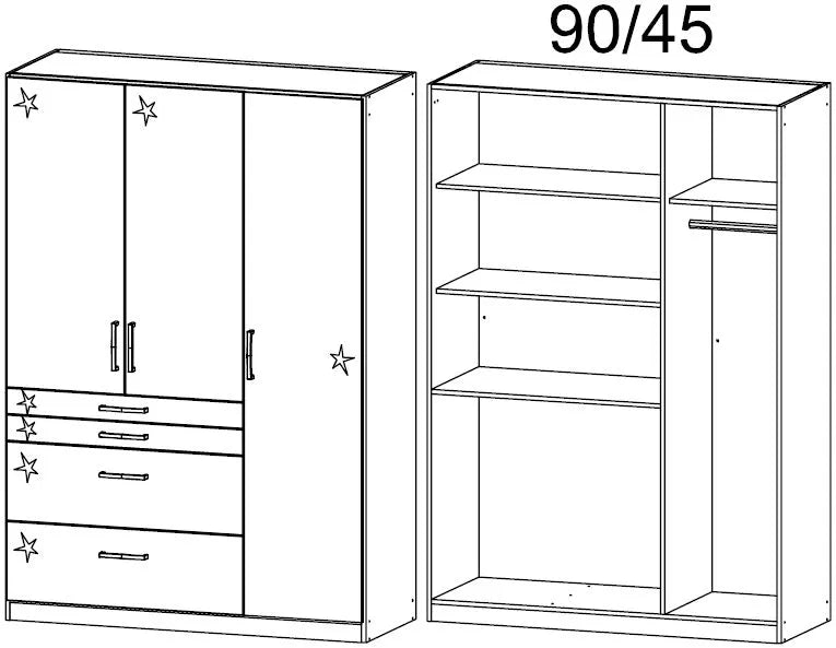 Homburg 3 Door Wardrobe in White - W 136cm