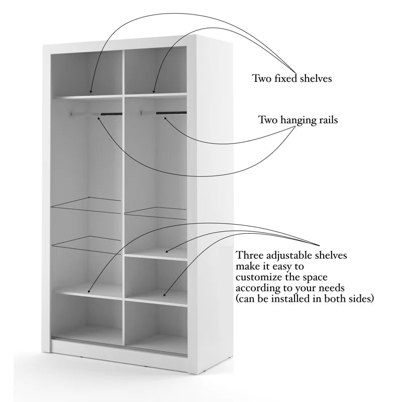 Hallum Sliding 2 Door Wardrobe - White