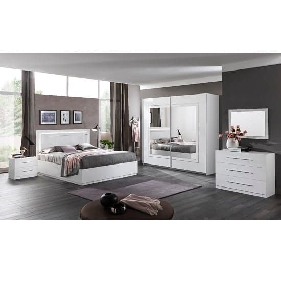 Abby Mirrored Sliding Wardrobe Large In White High Gloss