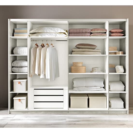 Abby Extra Large Mirrored Sliding 2 Door Wooden Wardrobe In White