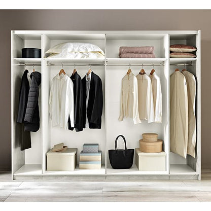 Abby Extra Large Mirrored Sliding 2 Door Wooden Wardrobe In White