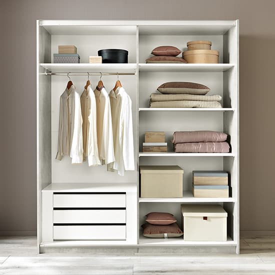 Abby Medium 2 Mirrored Doors Wooden Wardrobe In White