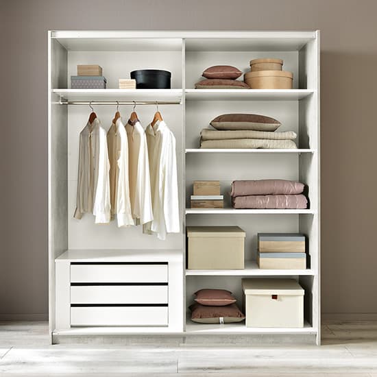 Abby Mirrored Sliding Wooden Wardrobe In White