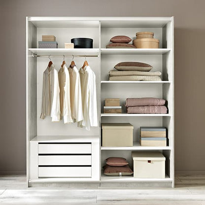 Abby Mirrored Sliding Wooden Wardrobe In White