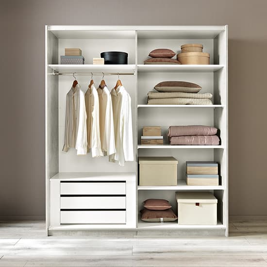 Abby Mirrored Wooden Sliding Wardrobe In White