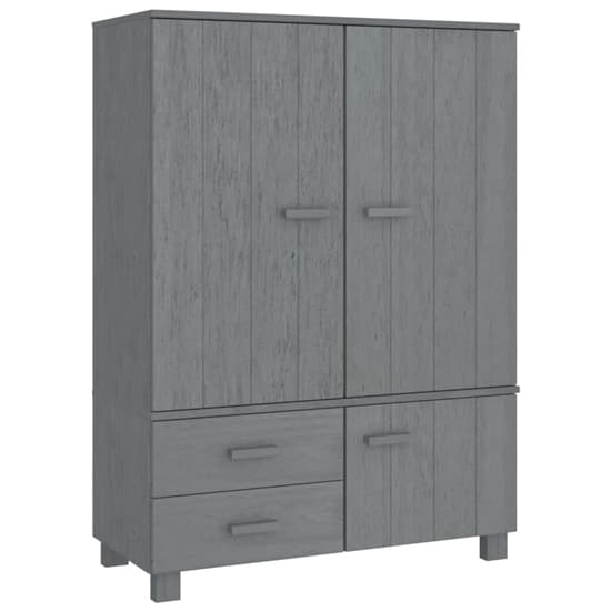 Abril Pinewood Wardrobe With 3 Doors 2 Drawers In Dark Grey