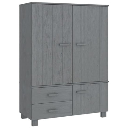 Abril Pinewood Wardrobe With 3 Doors 2 Drawers In Dark Grey