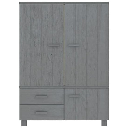 Abril Pinewood Wardrobe With 3 Doors 2 Drawers In Dark Grey