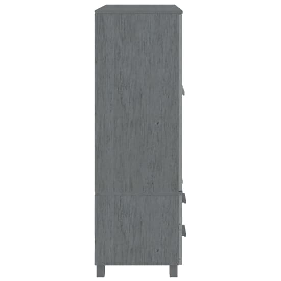 Abril Pinewood Wardrobe With 3 Doors 2 Drawers In Dark Grey