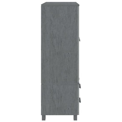Abril Pinewood Wardrobe With 3 Doors 2 Drawers In Dark Grey