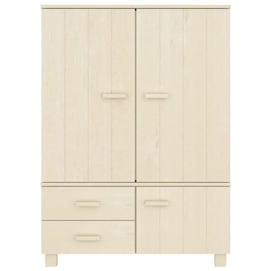 Abril Pinewood Wardrobe With 3 Doors 2 Drawers In Honey Brown