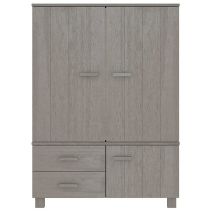 Abril Pinewood Wardrobe With 3 Doors 2 Drawers In Light Grey