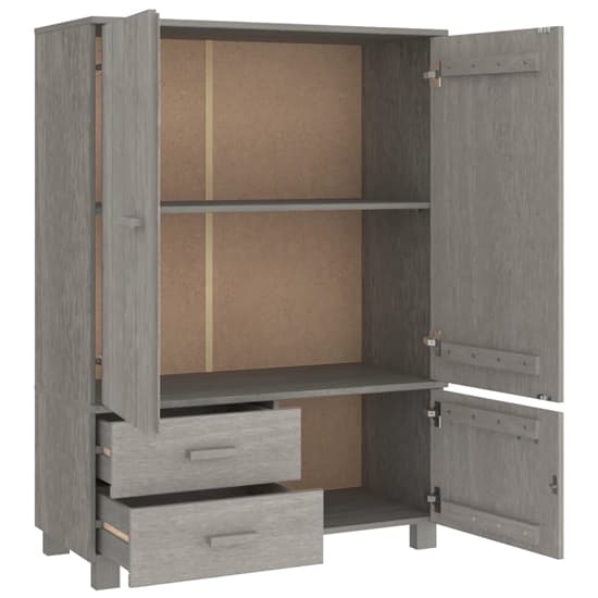 Abril Pinewood Wardrobe With 3 Doors 2 Drawers In Light Grey