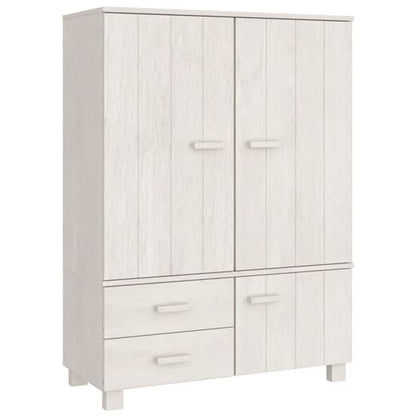 Abril Pinewood Wardrobe With 3 Doors 2 Drawers In White