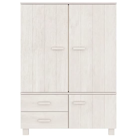 Abril Pinewood Wardrobe With 3 Doors 2 Drawers In White