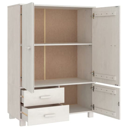 Abril Pinewood Wardrobe With 3 Doors 2 Drawers In White