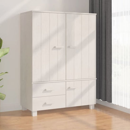 Abril Pinewood Wardrobe With 3 Doors 2 Drawers In White