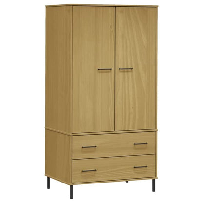Adica Solid Wood Wardrobe 2 Doors In Brown With Metal Legs