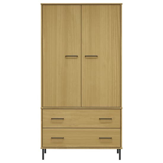 Adica Solid Wood Wardrobe 2 Doors In Brown With Metal Legs