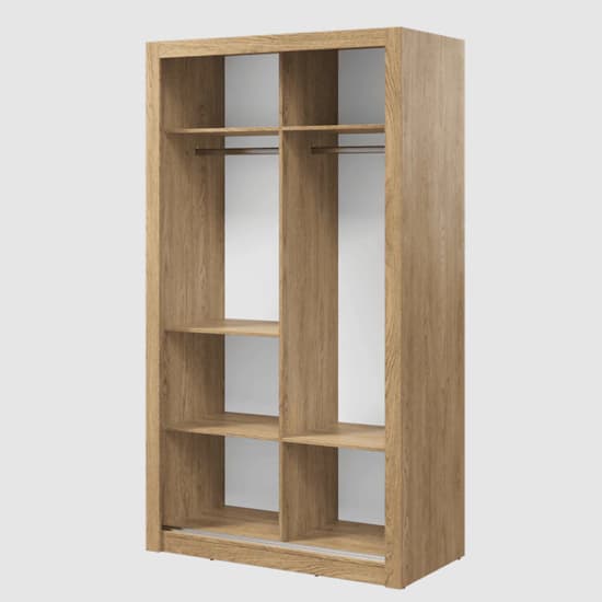 Aliso Wardrobe With Mirror Sliding 2 Doors In Shetland Oak