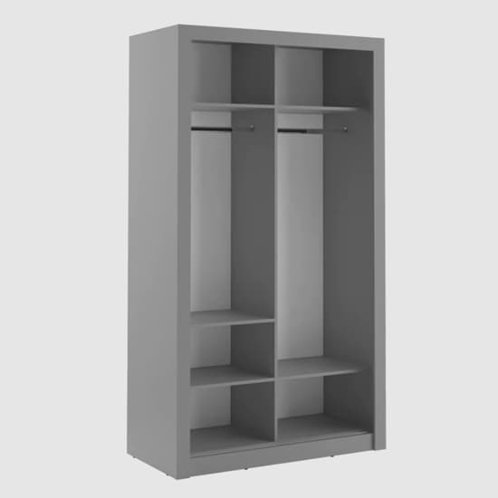 Aliso Wardrobe With Mirrored Sliding 2 Doors In Matt Grey