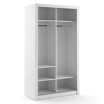 Aliso Wardrobe With Mirrored Sliding 2 Doors In Matt White