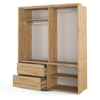 Aliso Wardrobe With Sliding 2 Doors With Drawers In Artisan Oak