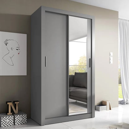 Aliso Wardrobe With Sliding 2 Doors In Matt Grey