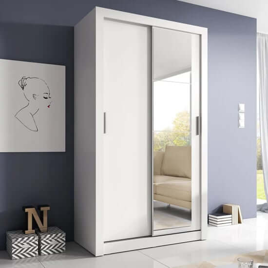 Aliso Wardrobe With Sliding 2 Doors In Matt White