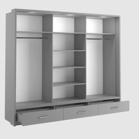 Aliso Sliding Wardrobe | 3 Doors in Matt Grey with LED | Sophisticated Tone | Furco