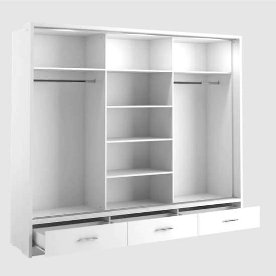 Aliso Sliding Wardrobe | 3 Doors in Matt White with LED | Bright & Modern | Furco