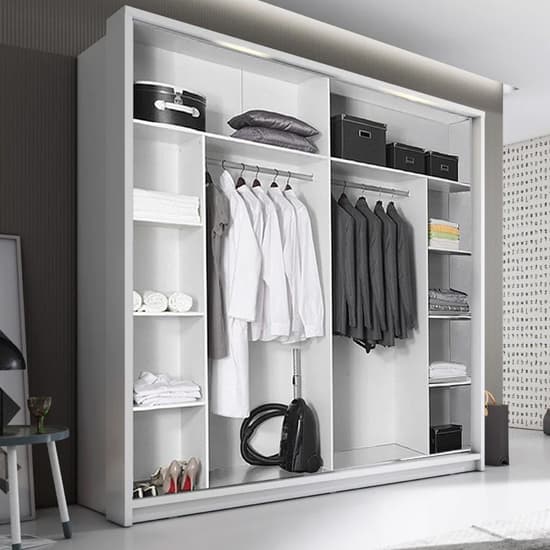 Allen Large Wardrobe With Sliding 2 Doors In Matt White