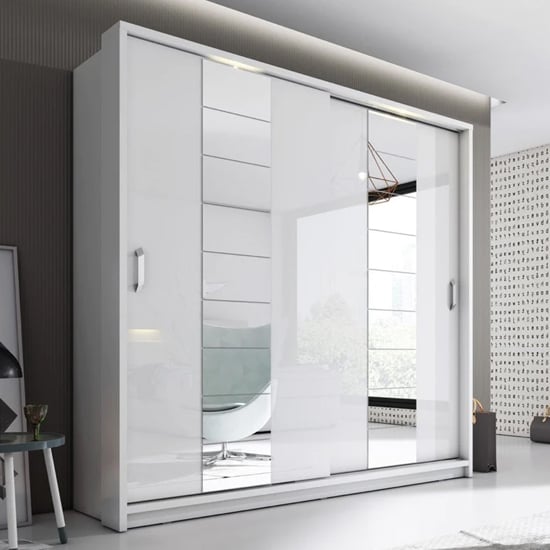 Allen Large Wardrobe With Sliding 2 Doors In Matt White