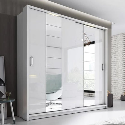 Allen Large Wardrobe With Sliding 2 Doors In Matt White