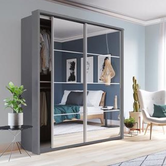 Allen Medium Sliding Wardrobe | 2 Doors in Matt Grey | Modern Elegance | Furco