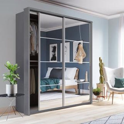 Allen Medium Sliding Wardrobe | 2 Doors in Matt Grey | Modern Elegance | Furco