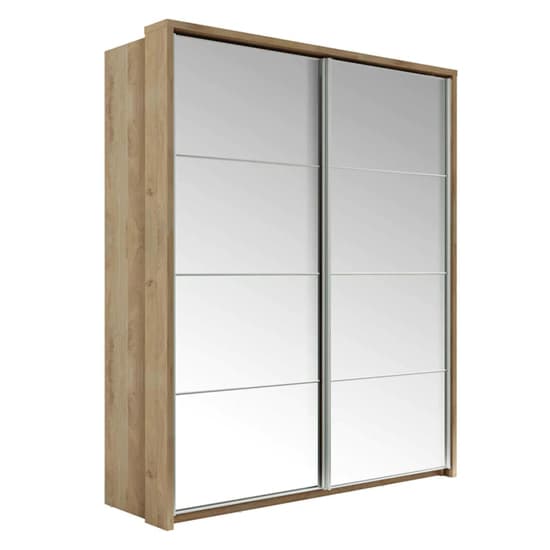 Allen Medium Wardrobe With Sliding 2 Doors In Shetland Oak