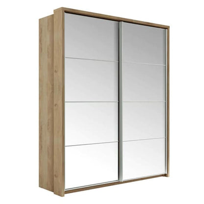 Allen Medium Wardrobe With Sliding 2 Doors In Shetland Oak