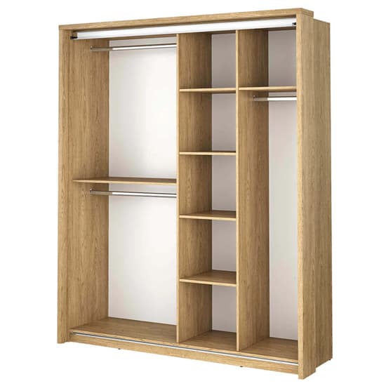 Allen Medium Wardrobe With Sliding 2 Doors In Shetland Oak