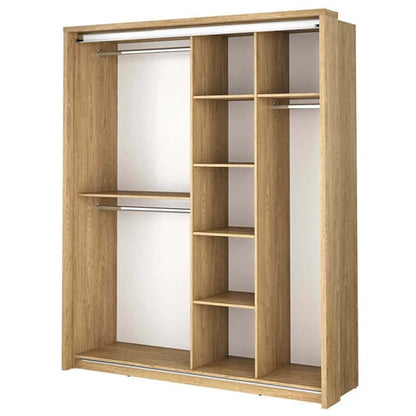 Allen Medium Wardrobe With Sliding 2 Doors In Shetland Oak