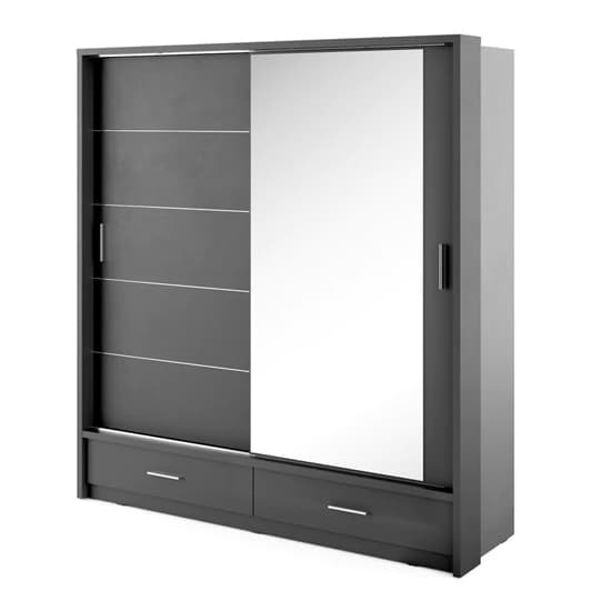 Allen 2 Door Sliding Wardrobe with Drawers | Matt Black | Bold & Functional | Furco