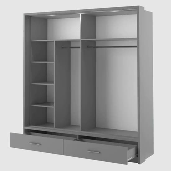Allen 2 Door Sliding Wardrobe with Drawers | Matt Grey | Modern Utility | Furco