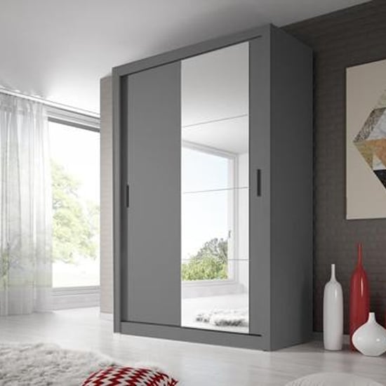 Allen Wardrobe With Sliding 2 Doors In Matt Grey