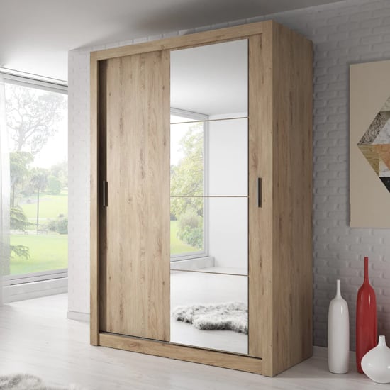 Allen Wardrobe With Sliding 2 Doors In Shetland Oak