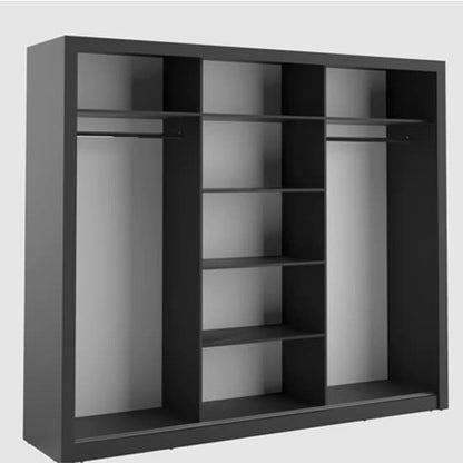 Allen 3 Door Mirrored Sliding Wardrobe | Matt Black | Sleek & Bold | Furco