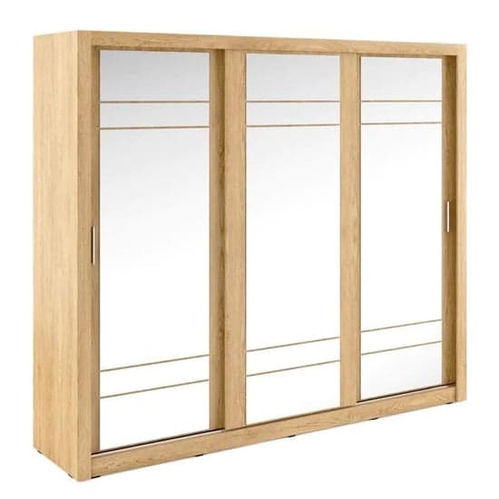 Allen 3 Door Mirrored Sliding Wardrobe in Shetland Oak | Natural Sophistication | Furco
