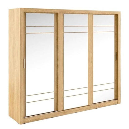Allen 3 Door Mirrored Sliding Wardrobe in Shetland Oak | Natural Sophistication | Furco