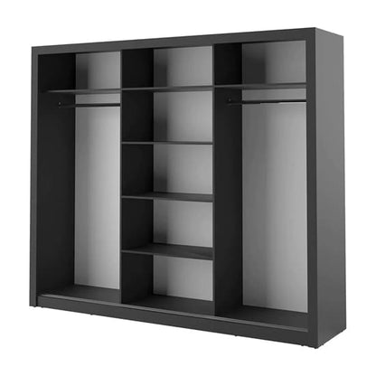 Allen Wooden Sliding Wardrobe | 3 Doors in Matt Black | Bold & Spacious | Furco
