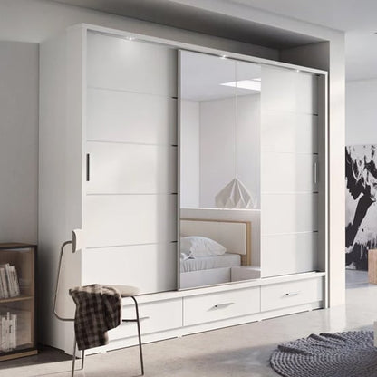 Allen Wooden Sliding Wardrobe | 3 Doors in Matt White | Spacious & Sleek | Furco