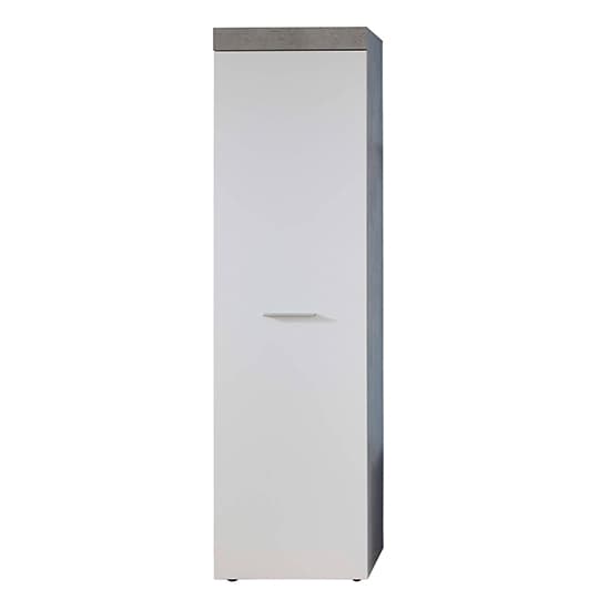 Alley Wooden 1 Door Wardrobe In White And Cement Grey